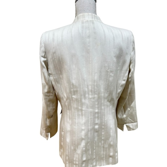 Lafayette New York single button lined stand up collar Cream Blazer size 12 - Picture 7 of 10